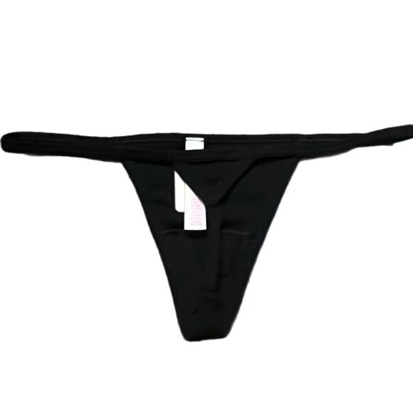 Victorias Secret Pink Soft Cotton Ribbed V String panty Black Medium - Picture 4 of 4